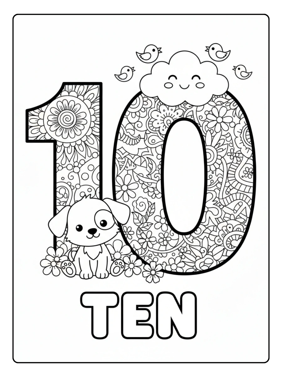 Number Coloring Pages – Number 10