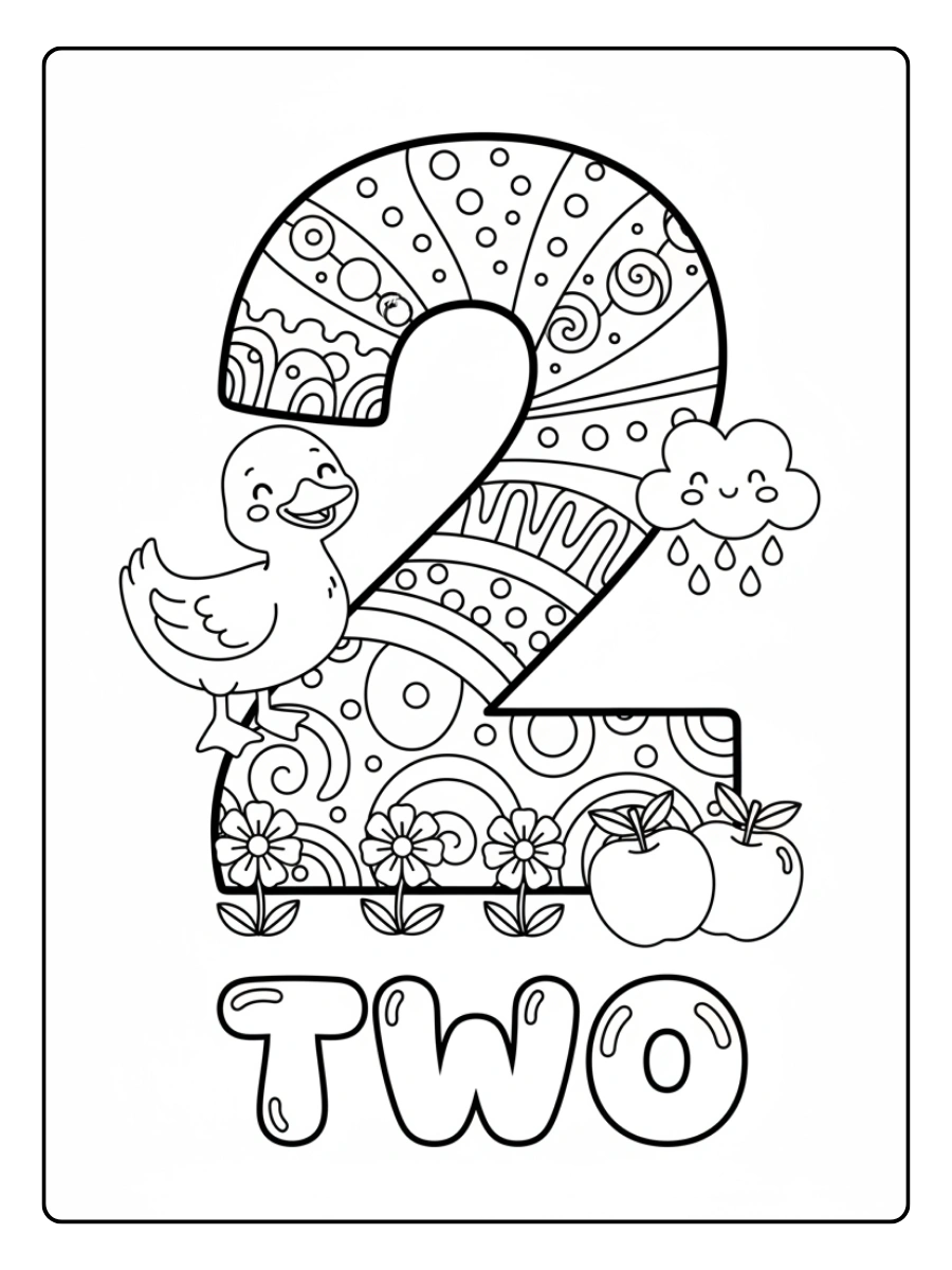 Number Coloring Pages – Number 2