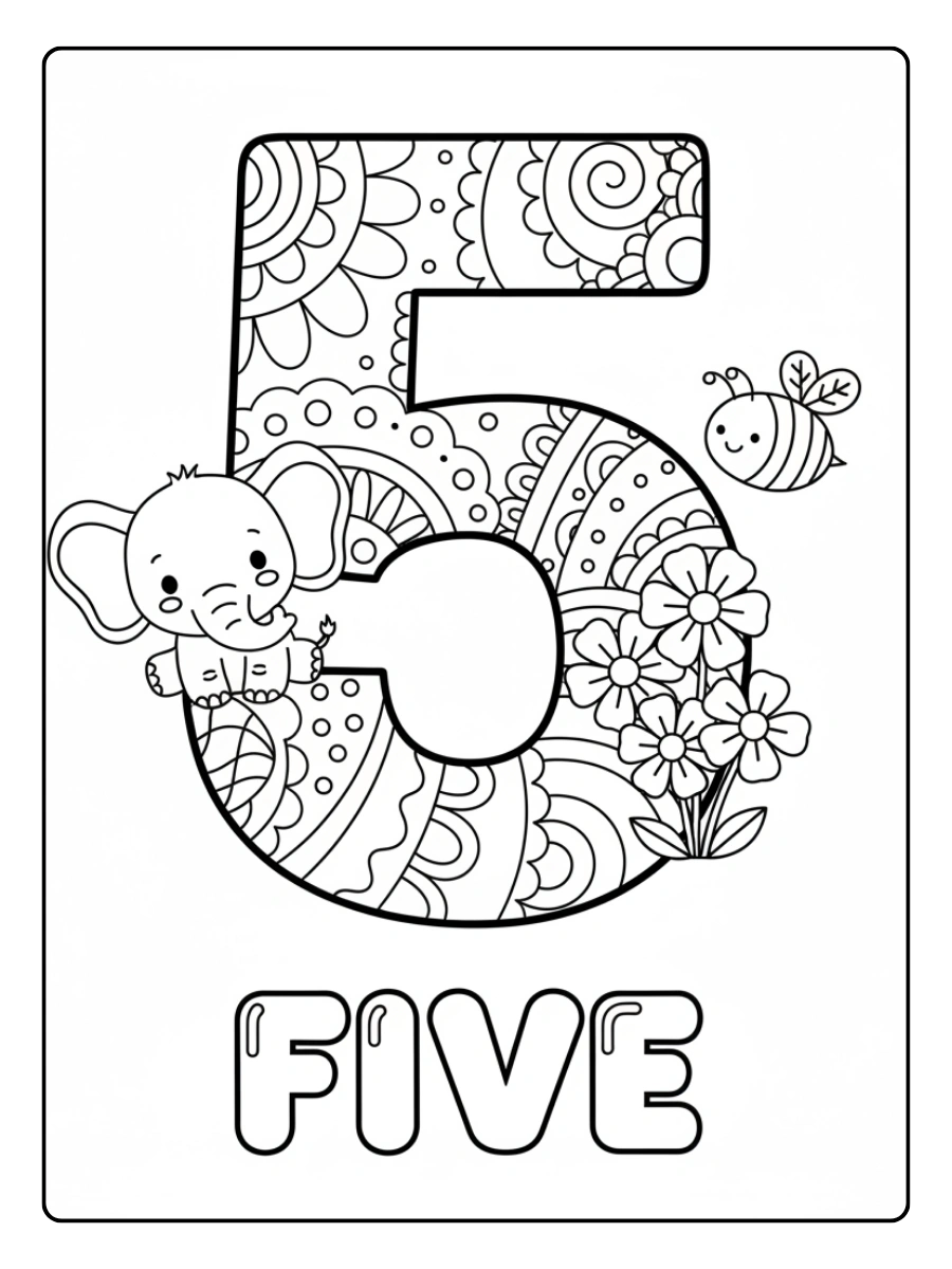 Number Coloring Pages – Number 5