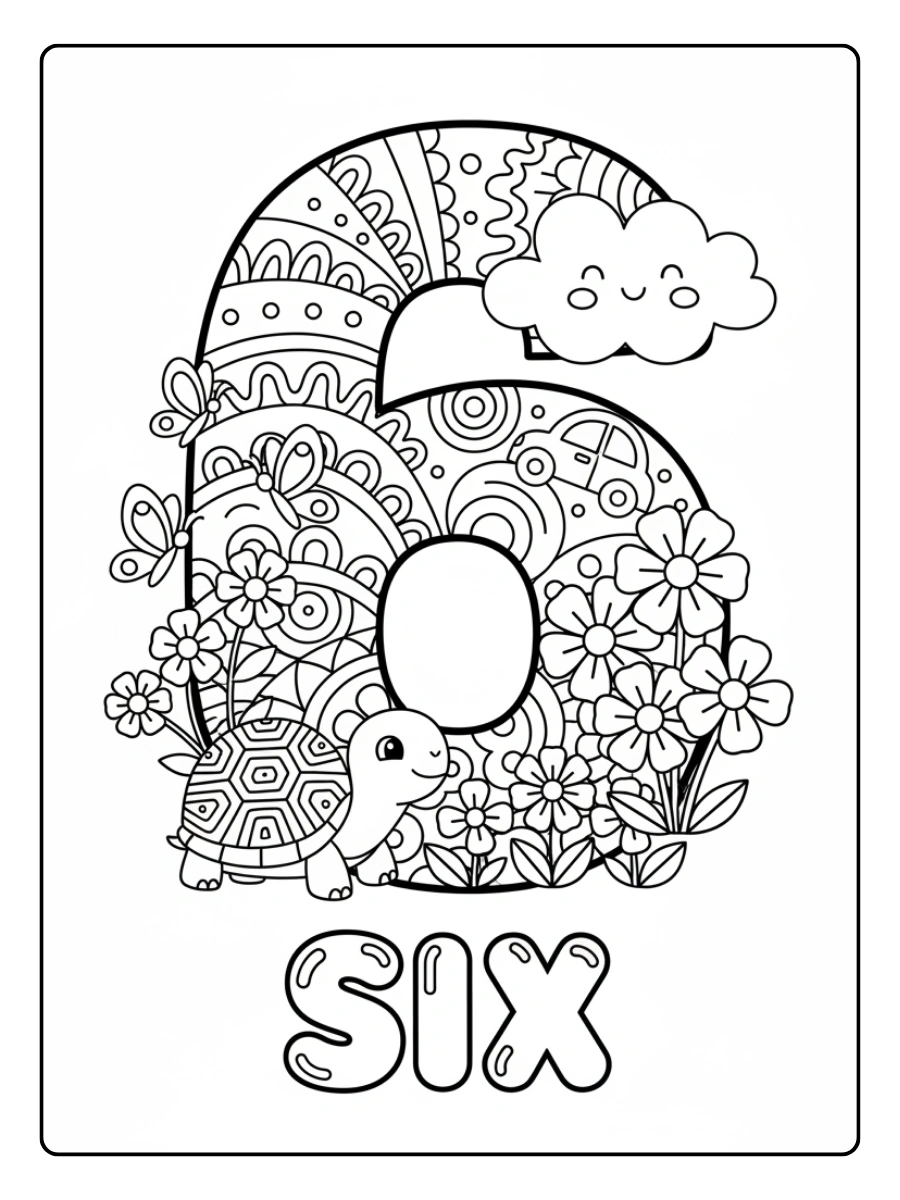 Number Coloring Pages – Number 6