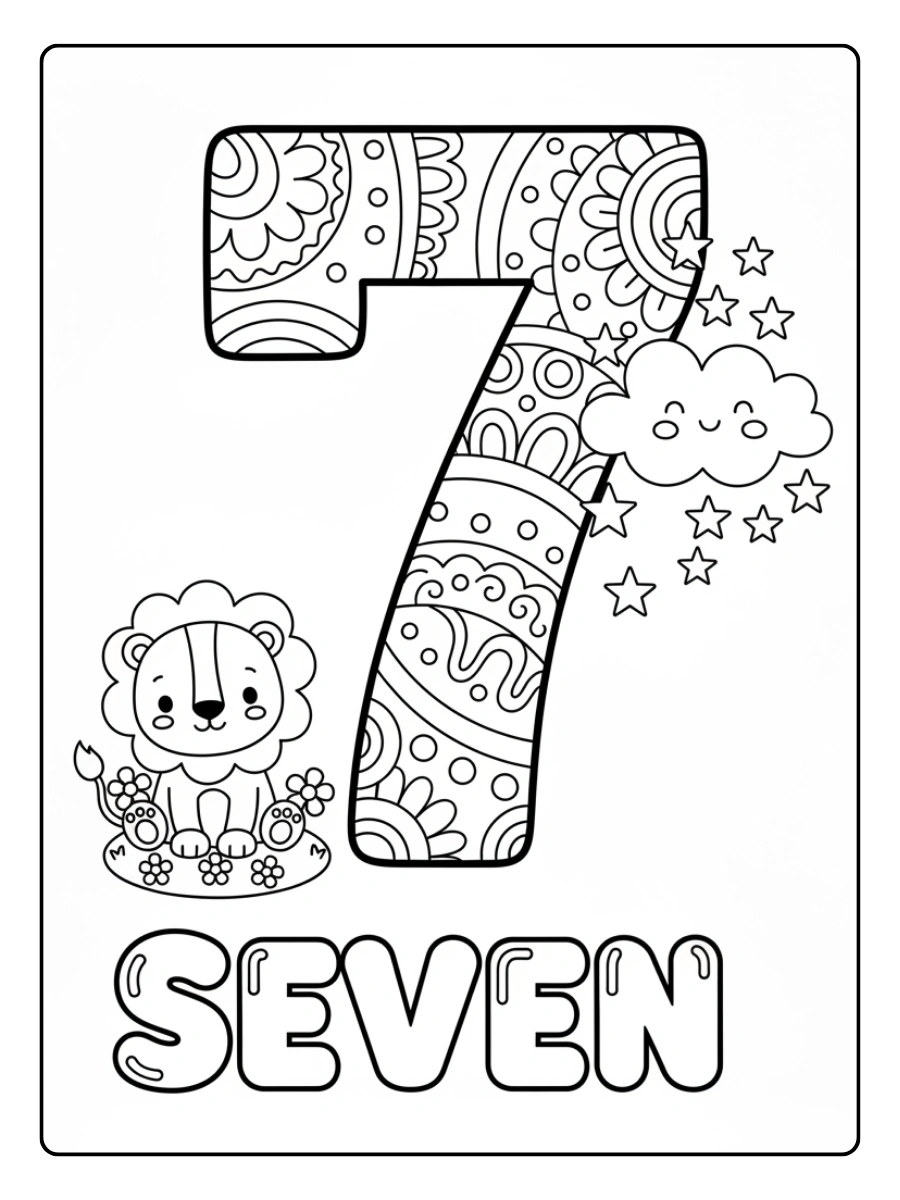 Number Coloring Pages – Number 7