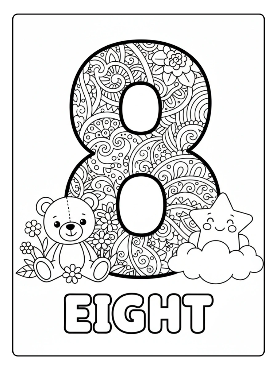 Number Coloring Pages – Number 8