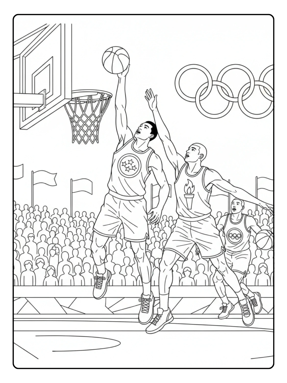 Olympic Basketball Game Coloring Page