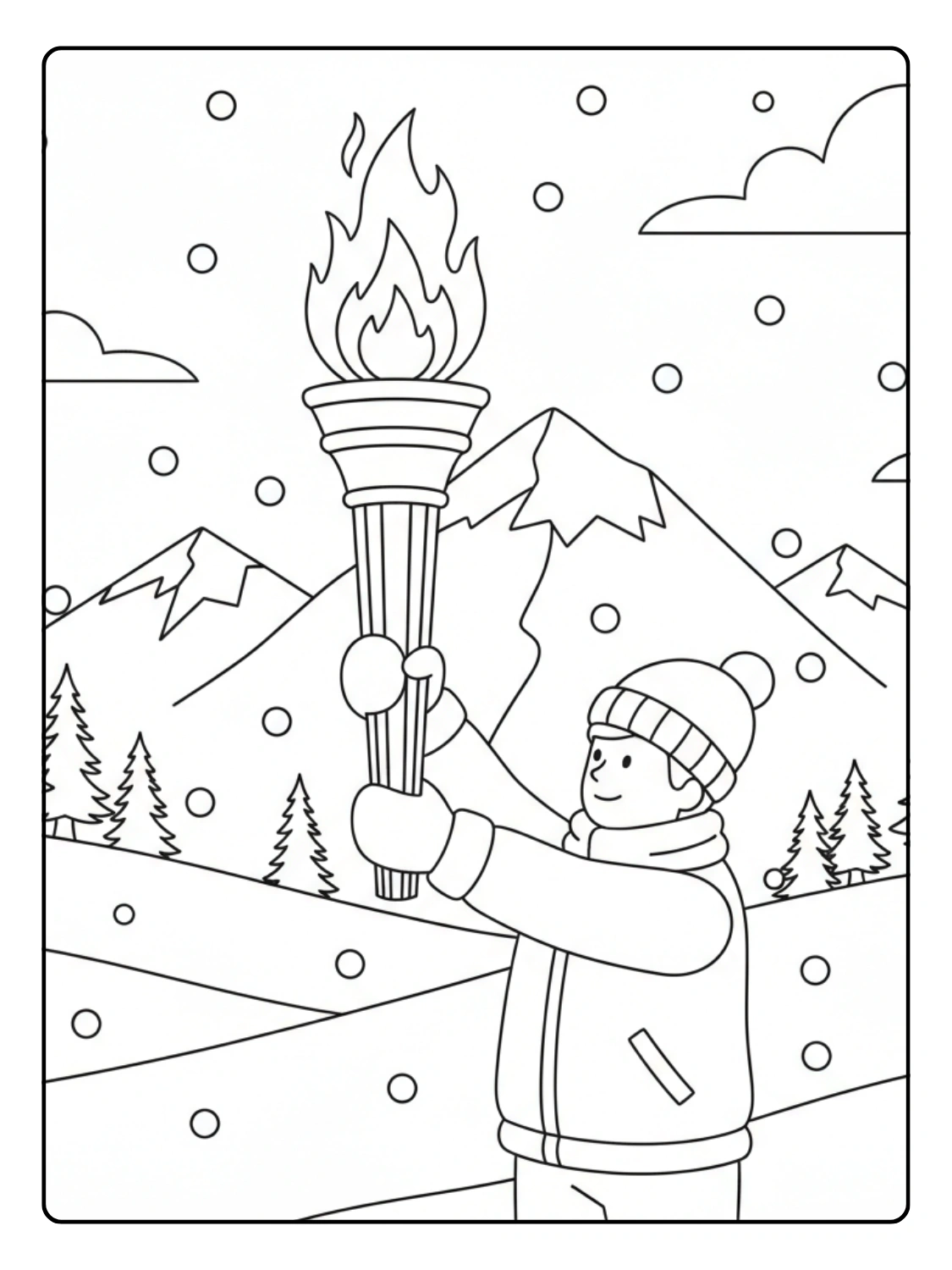 Olympic Torch in Winter Coloring Page