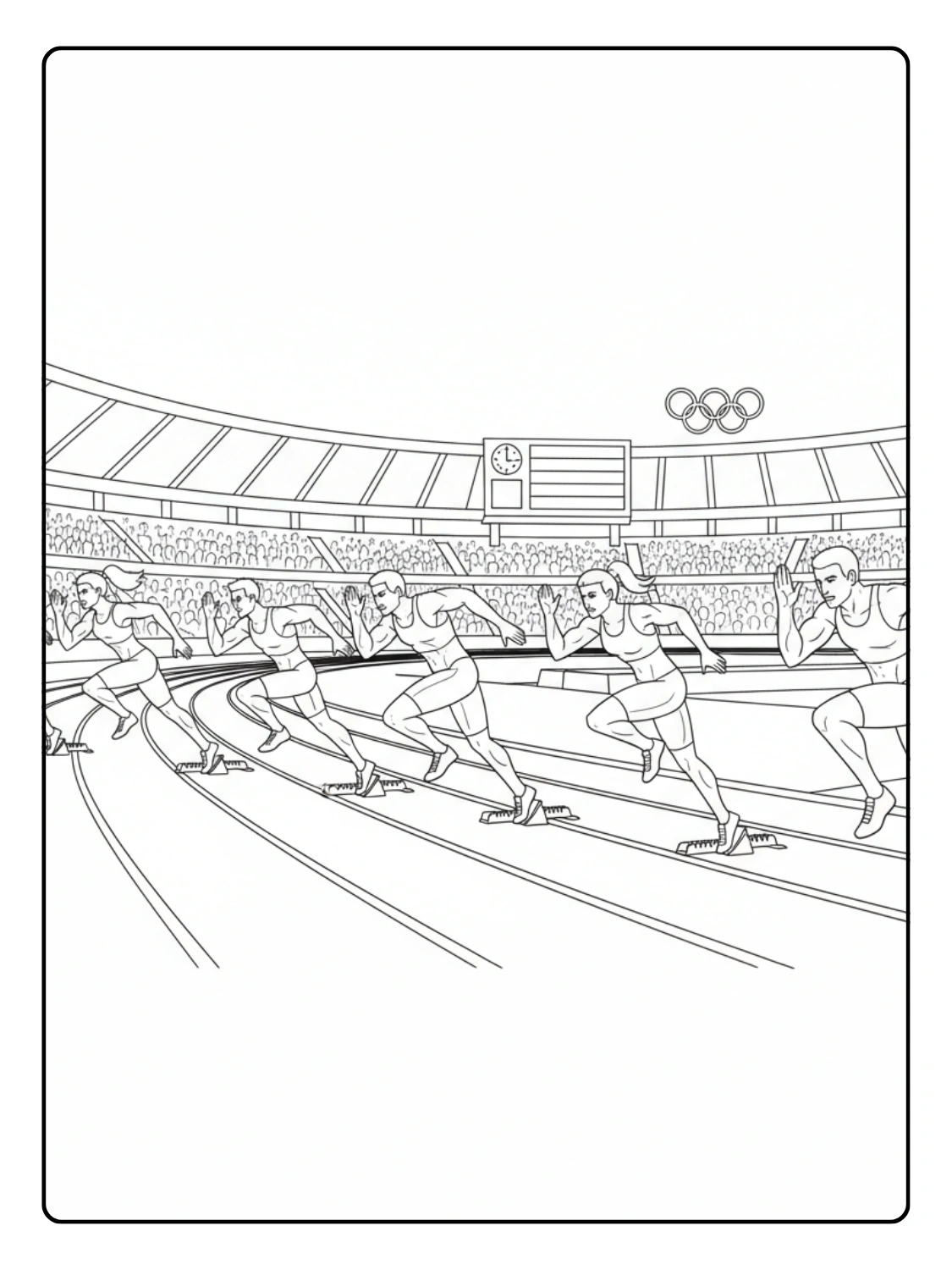 Olympic Track and Field Sprint Coloring Page