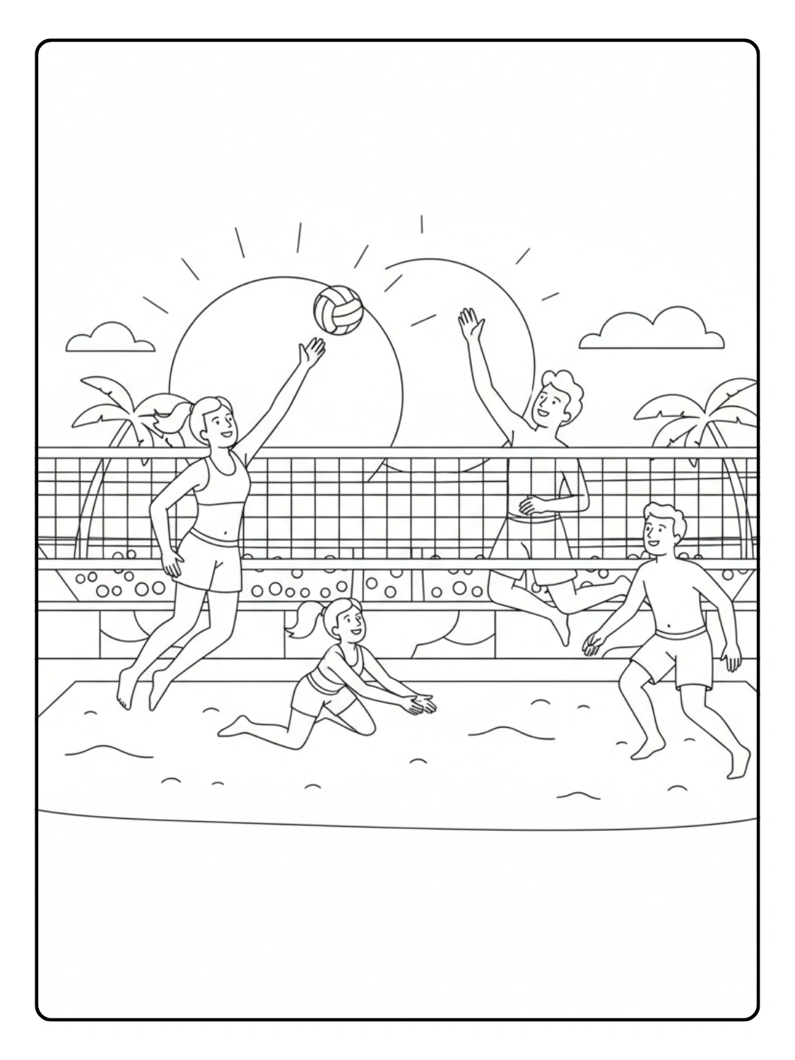 Olympic Volleyball Action Coloring Page