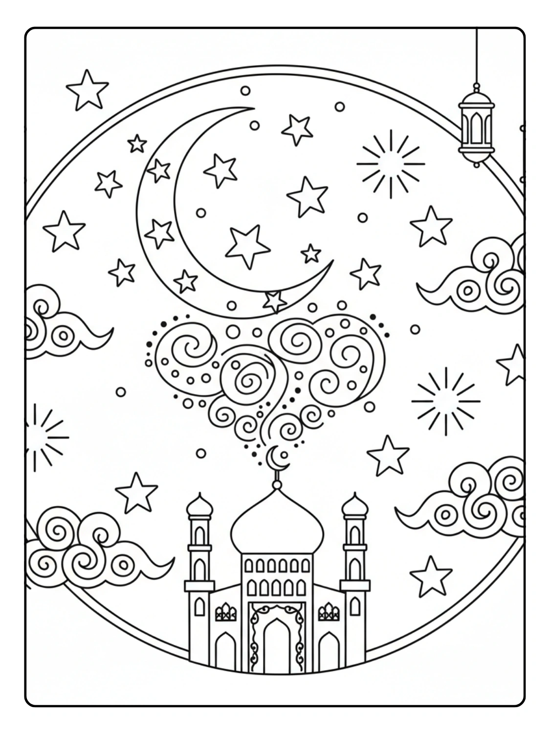 Ramadan Night Sky Coloring Page