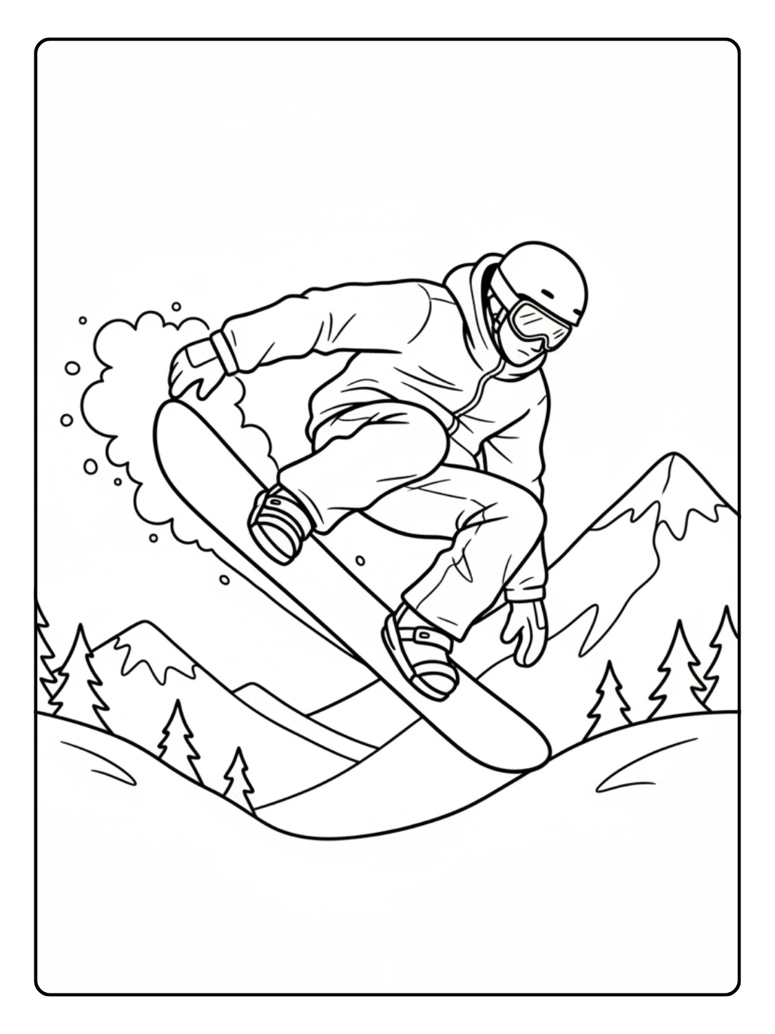 Snowboarding Trick Coloring Page