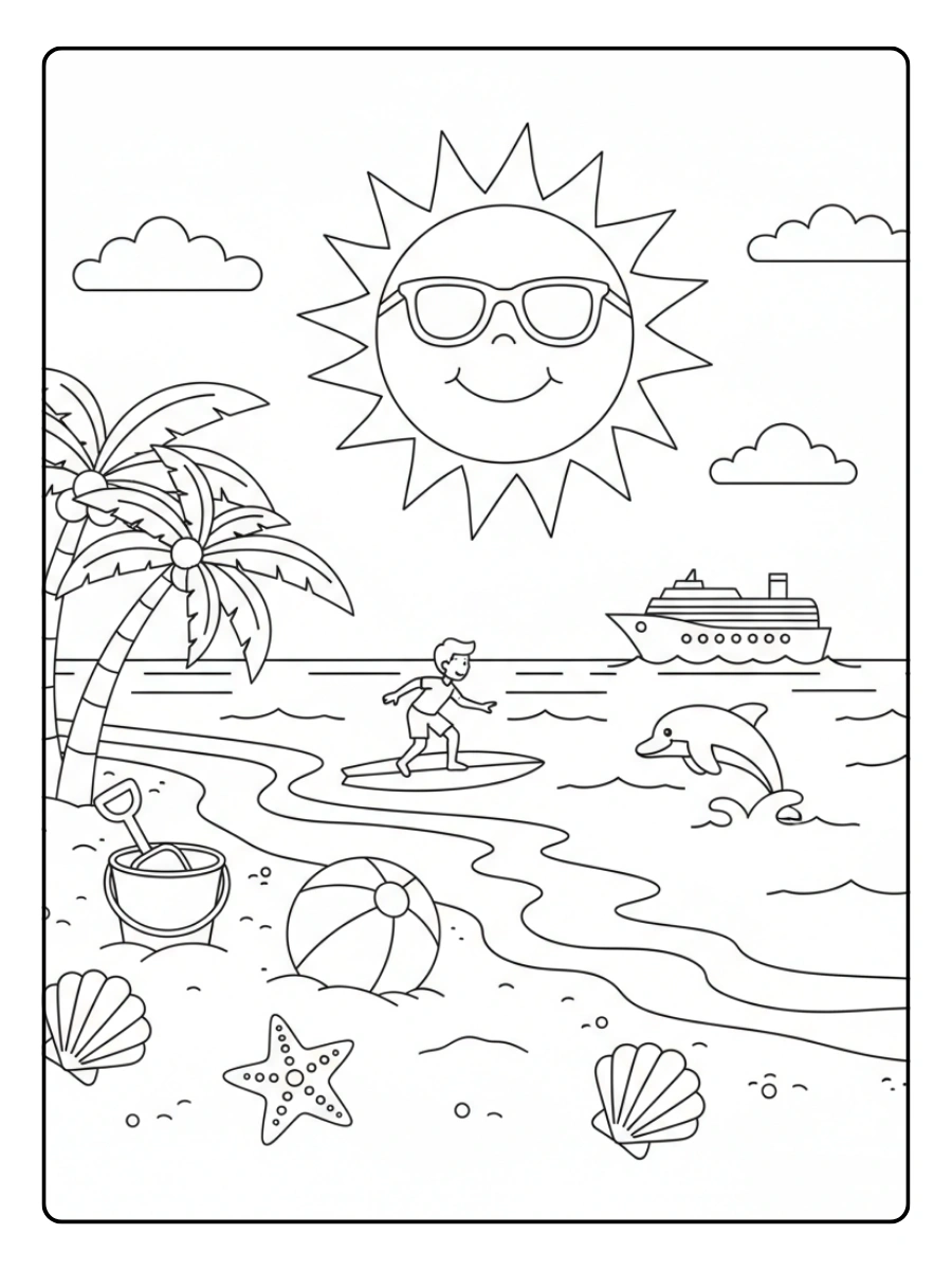 Summer Holiday Coloring Pages