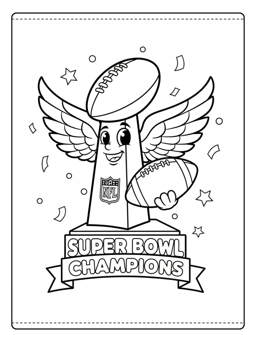 Super Bowl Trophy Coloring Pages – Cartoon Super Bowl Trophy