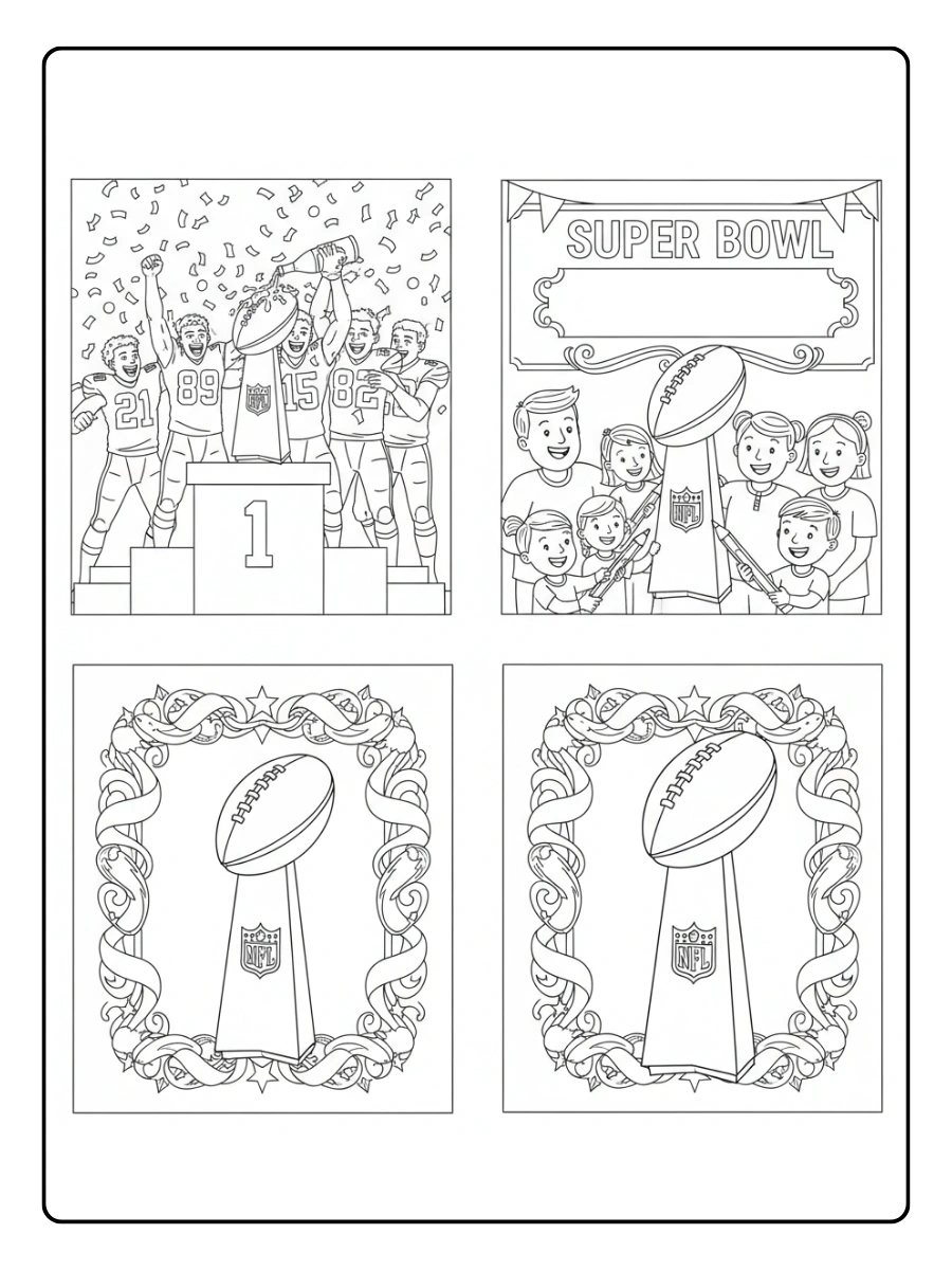 Super Bowl Trophy Coloring Pages – Celebration with Trophy