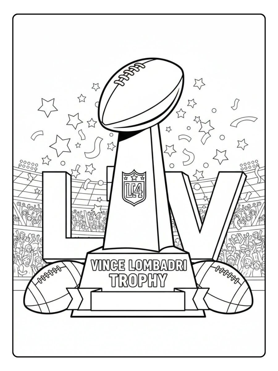 Super Bowl Trophy Coloring Pages – Football Championship Trophy
