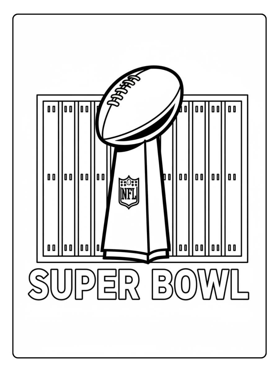 Super Bowl Trophy Coloring Pages – Trophy and Field Lines