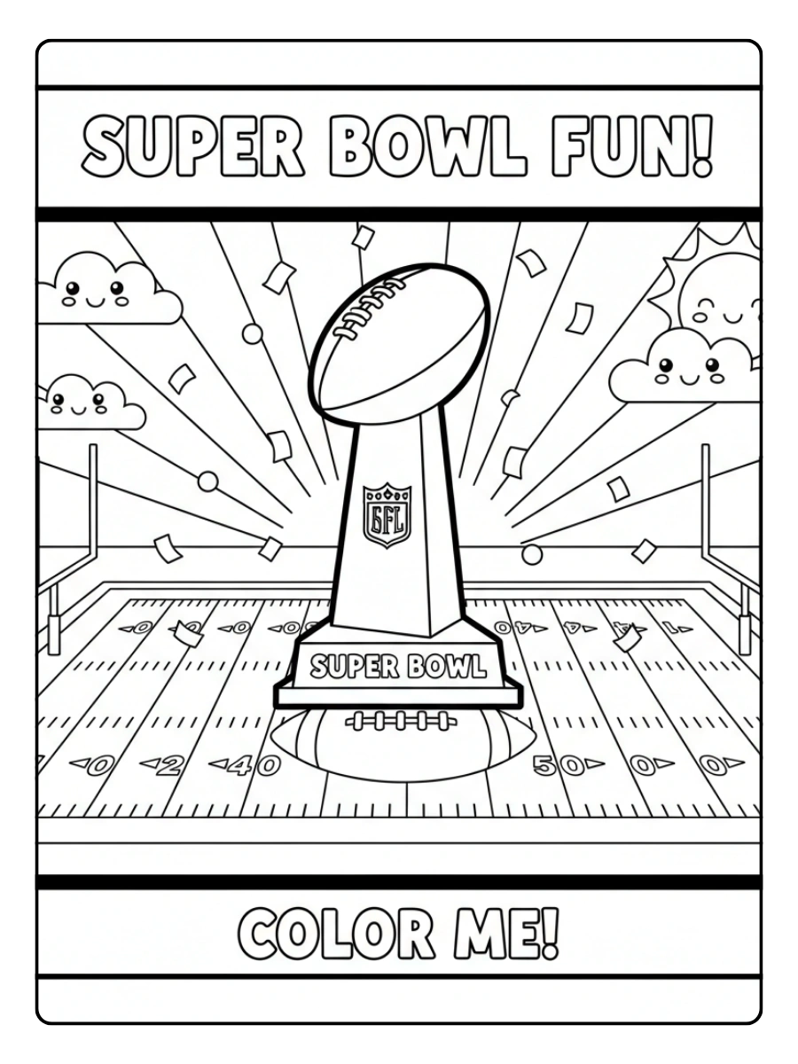 Super Bowl Trophy Coloring Pages – Trophy and Football Field