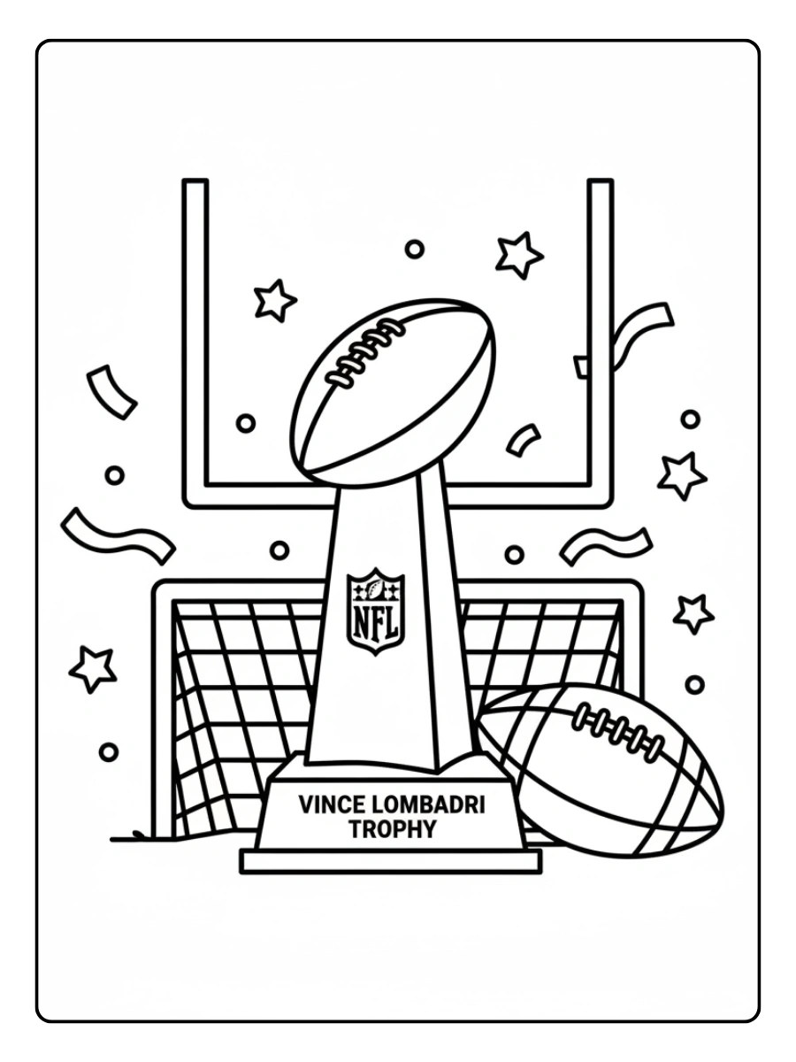 Super Bowl Trophy Coloring Pages – Trophy and Football Goal