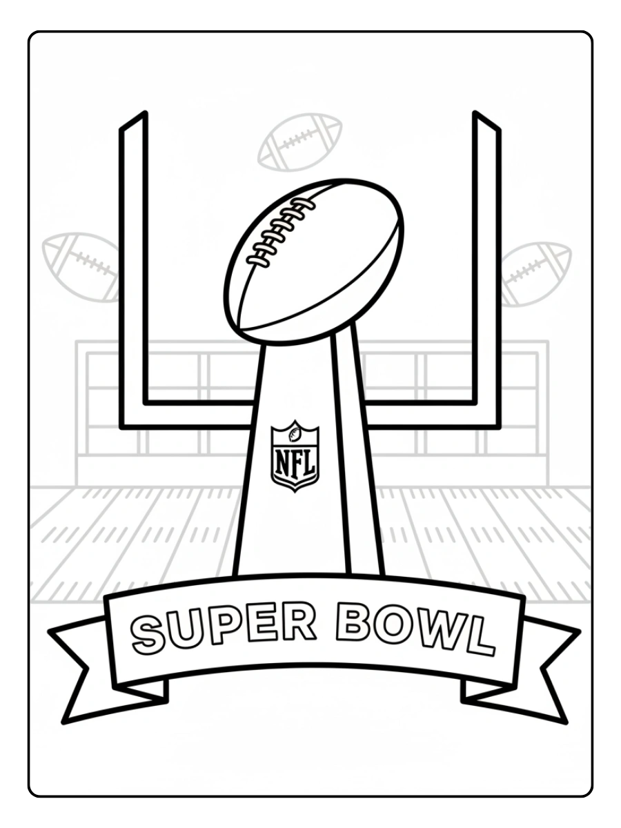 Super Bowl Trophy Coloring Pages – Trophy and Goal Posts