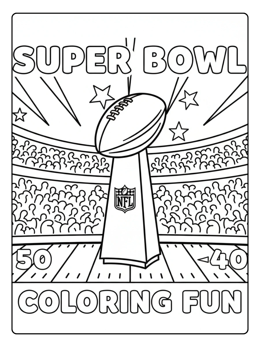 Super Bowl Trophy Coloring Pages – Trophy and Yard Line