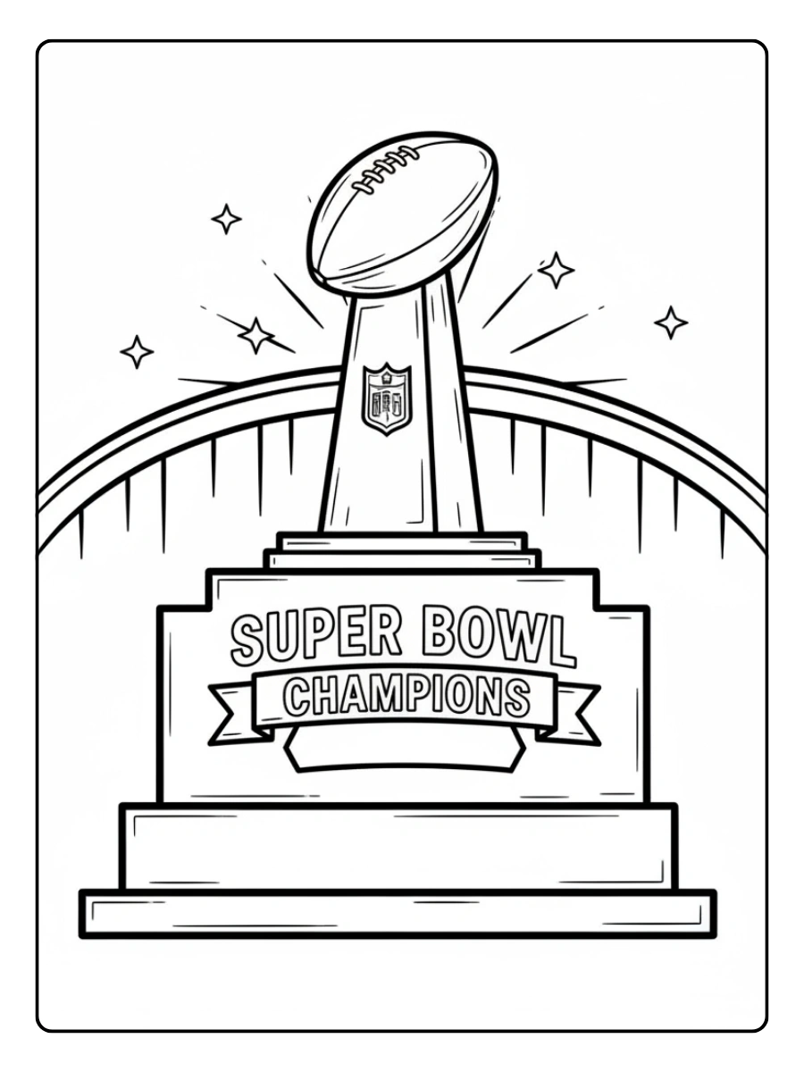 Super Bowl Trophy Coloring Pages – Trophy on Podium