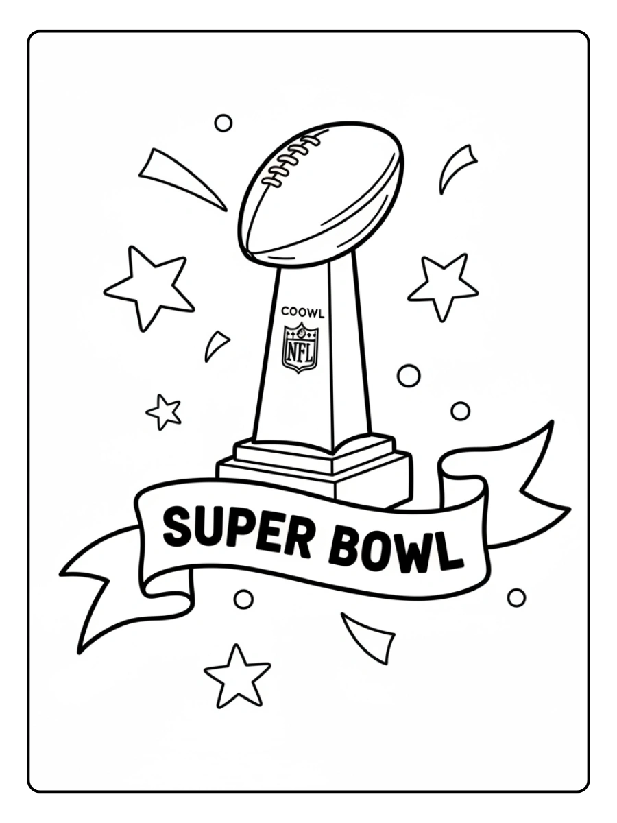 Super Bowl Trophy Coloring Pages – Trophy with Banner