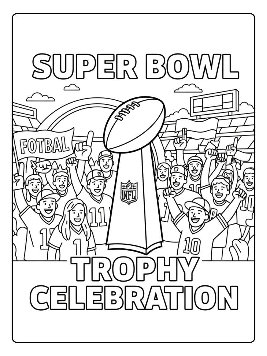 Super Bowl Trophy Coloring Pages – Trophy with Fans