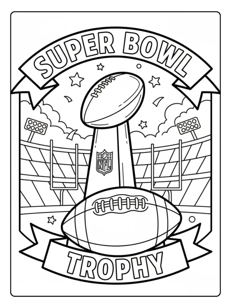 Super Bowl Trophy Coloring Pages – Trophy with Football
