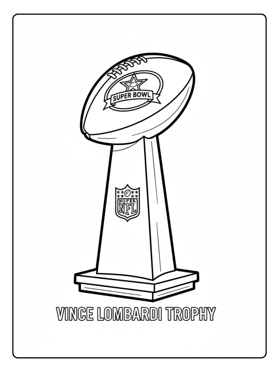 Super Bowl Trophy Coloring Pages – Trophy with Football Logo
