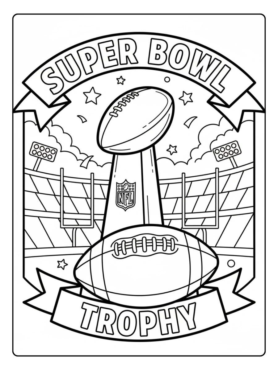 Super Bowl Trophy Coloring Pages – Trophy with Football