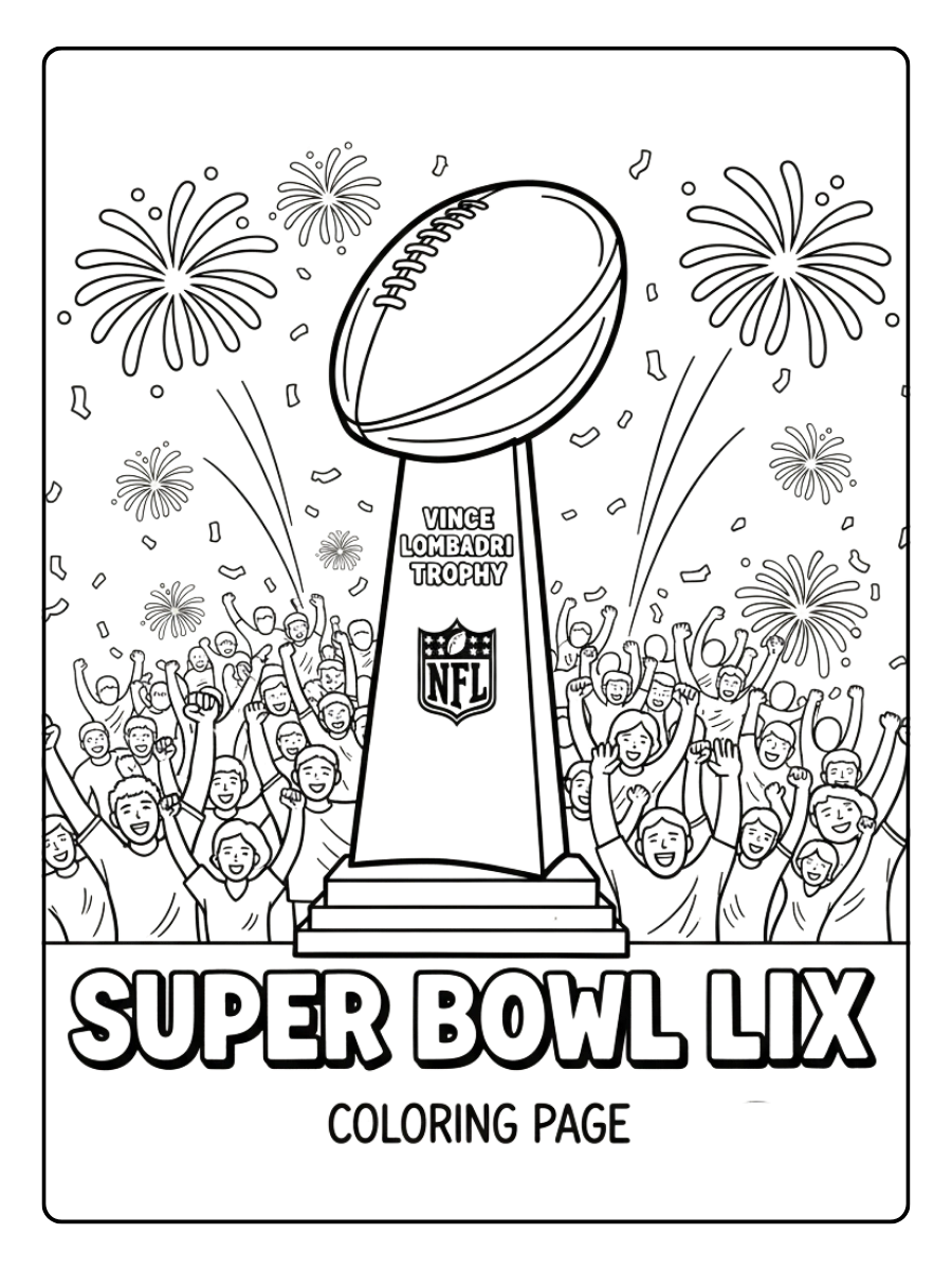 Super Bowl Trophy Coloring Pages – Trophy with Halftime Show