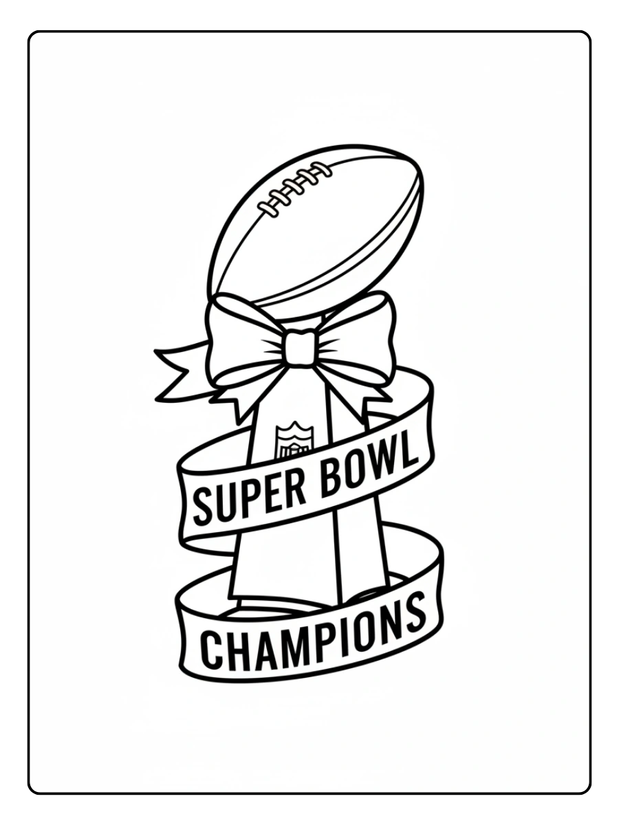 Super Bowl Trophy Coloring Pages – Trophy with Ribbon