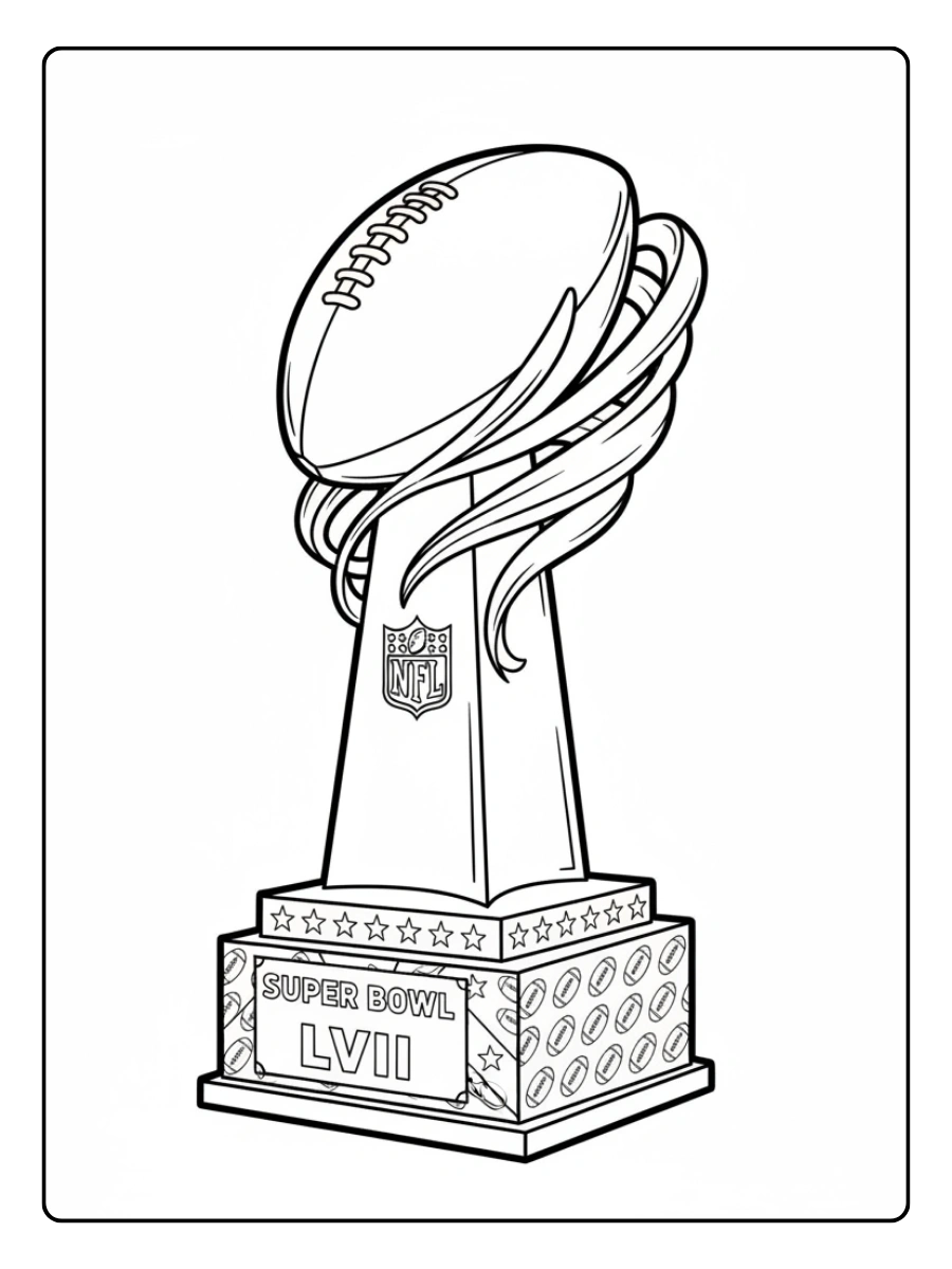 Super Bowl Trophy Coloring Pages – Trophy with Trophy Base