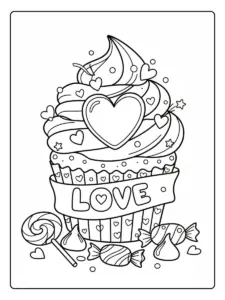 Valentine Cupcakes & Sweets Coloring Pages – Love Cupcake