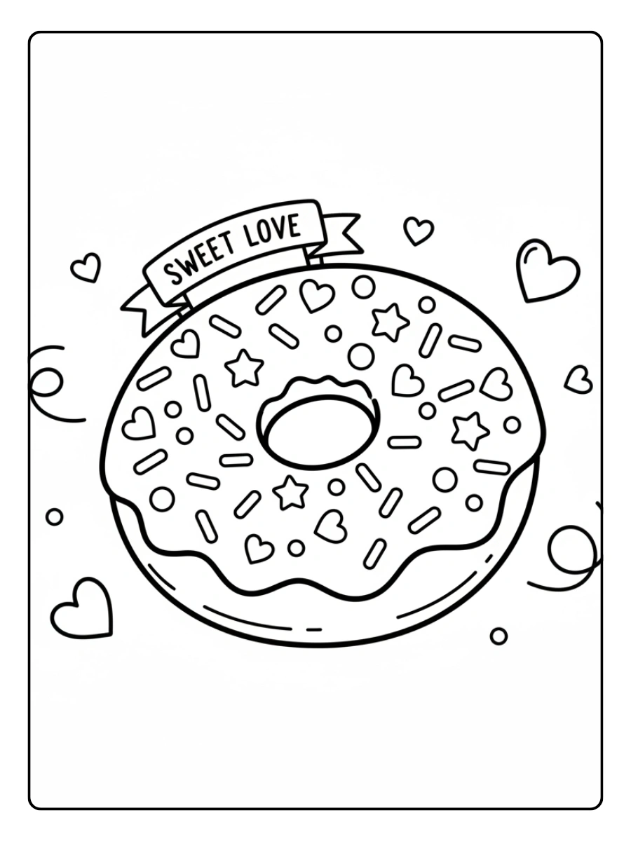 Valentine Cupcakes & Sweets Coloring Pages – Sprinkles Donut
