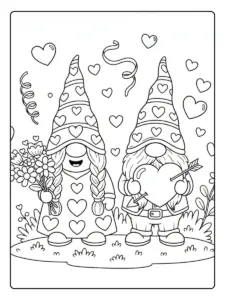 Valentine Gnomes Coloring Pages – Couple Gnomes