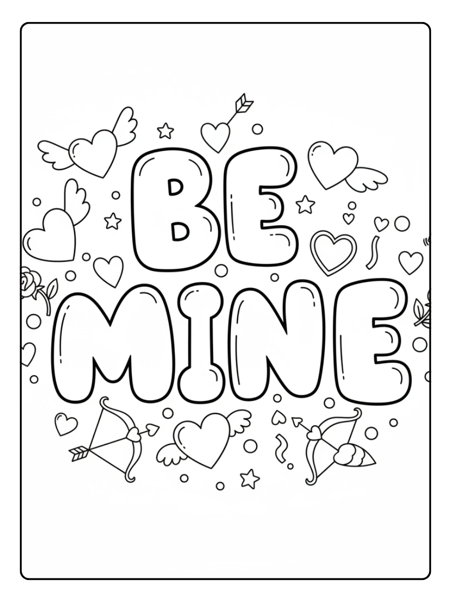 Free Valentine Word Coloring Pages (PDF to Print) - GenColoring