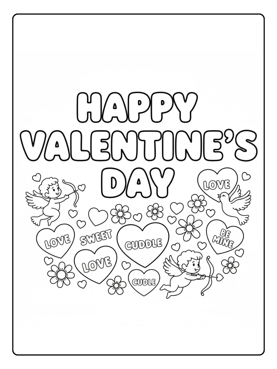 Free Valentine Word Coloring Pages (PDF to Print) - GenColoring