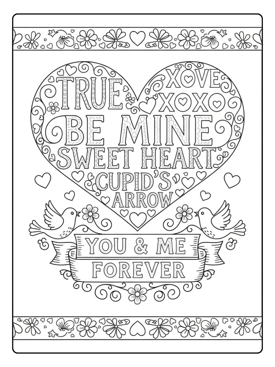 Valentine Word Coloring Pages – Valentine Phrase