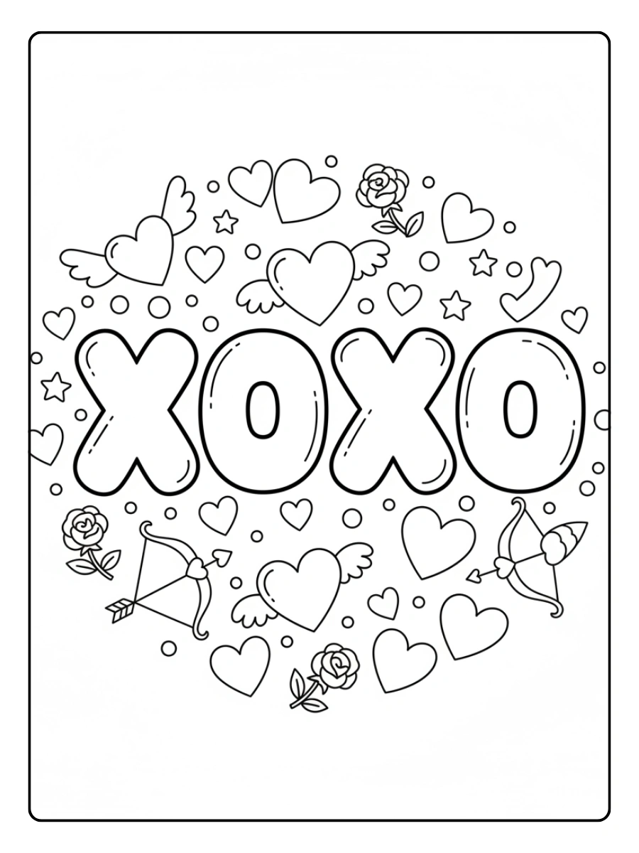 Valentine Word Coloring Pages – XOXO