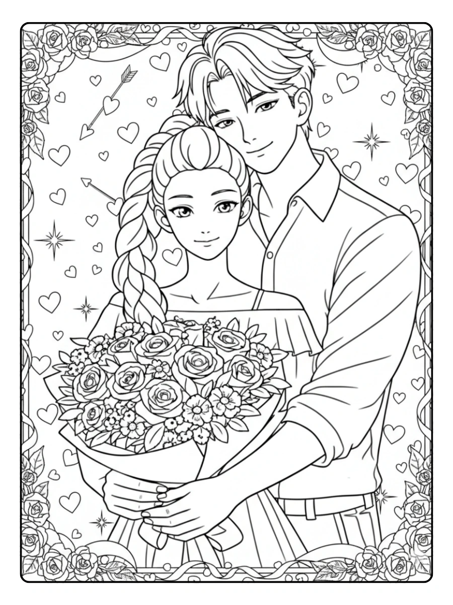 Valentine's Day Kpop Demon Hunters Coloring Pages (3)