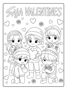 Valentine's Day Kpop Demon Hunters Coloring Pages (4)