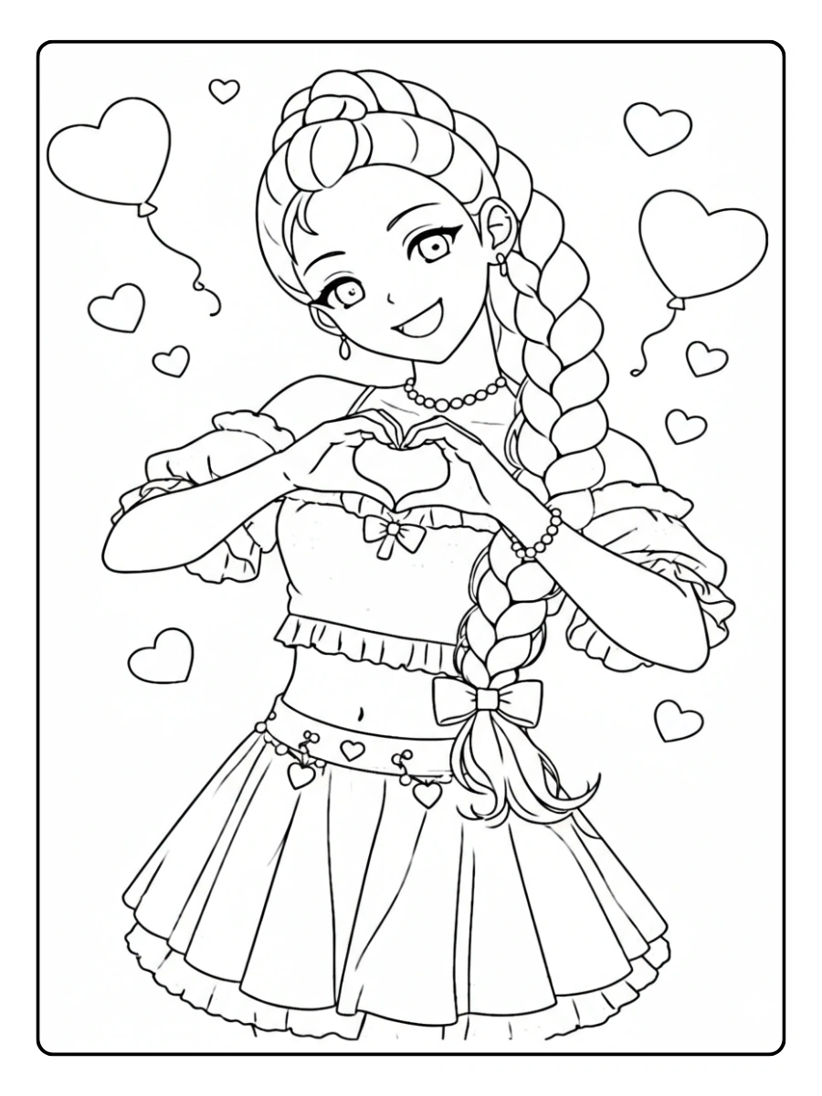 Valentine's Day Kpop Demon Hunters Coloring Pages (5)