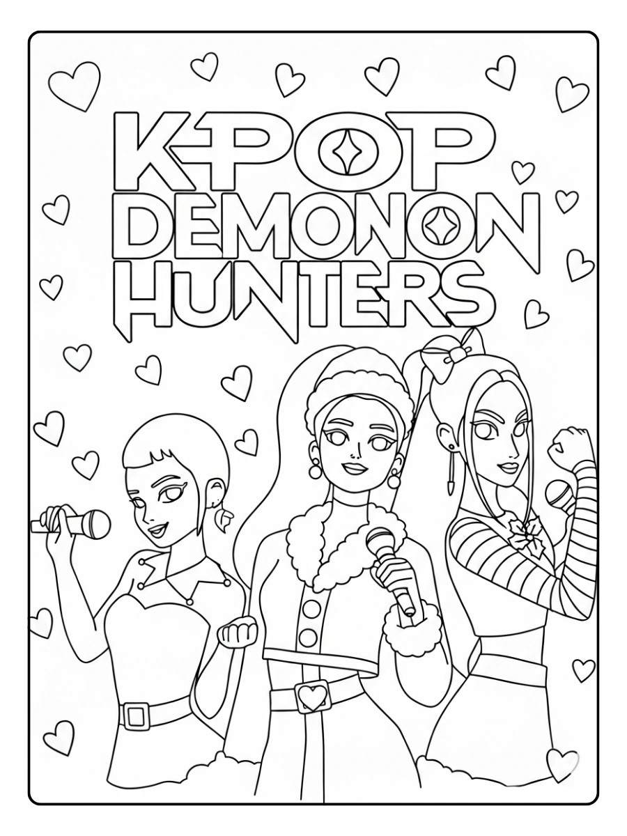Valentine's Day Kpop Demon Hunters Coloring Pages (6)