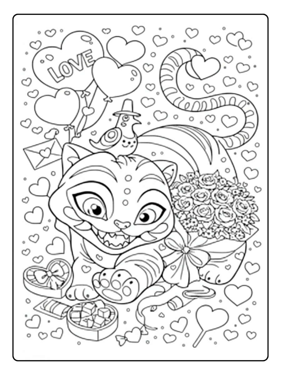 Valentine's Day Kpop Demon Hunters Coloring Pages (8)