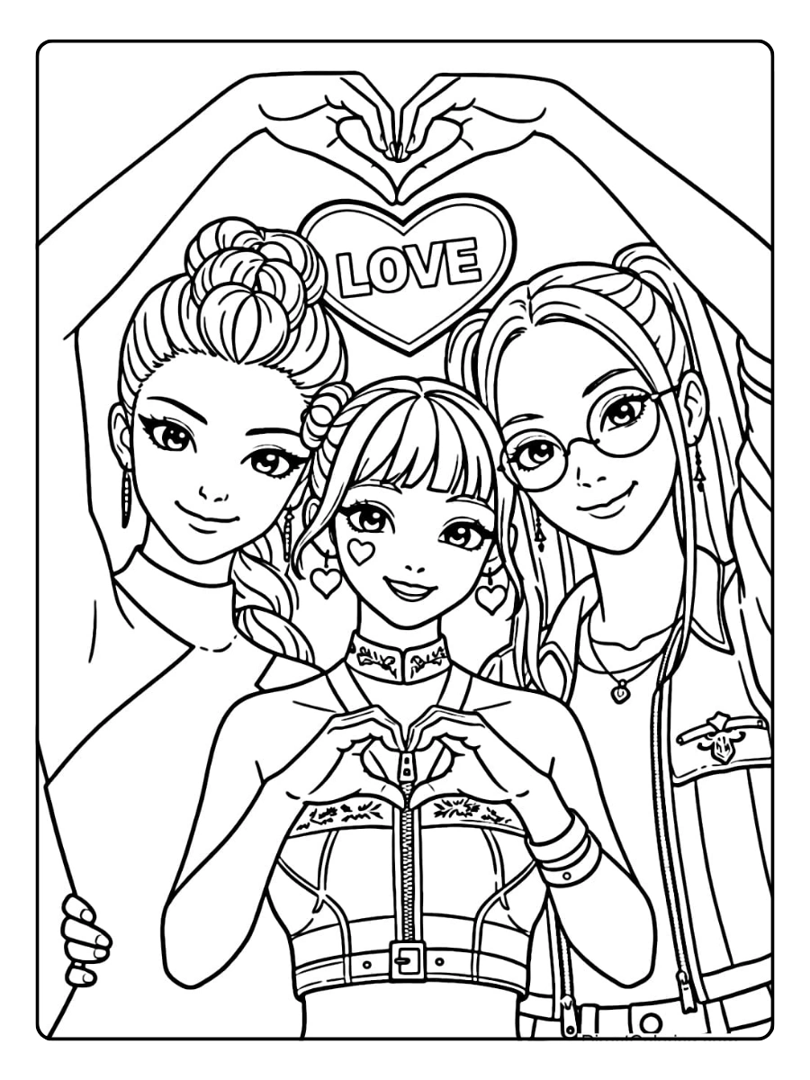 Valentine's Day Kpop Demon Hunters Coloring Pages (9)