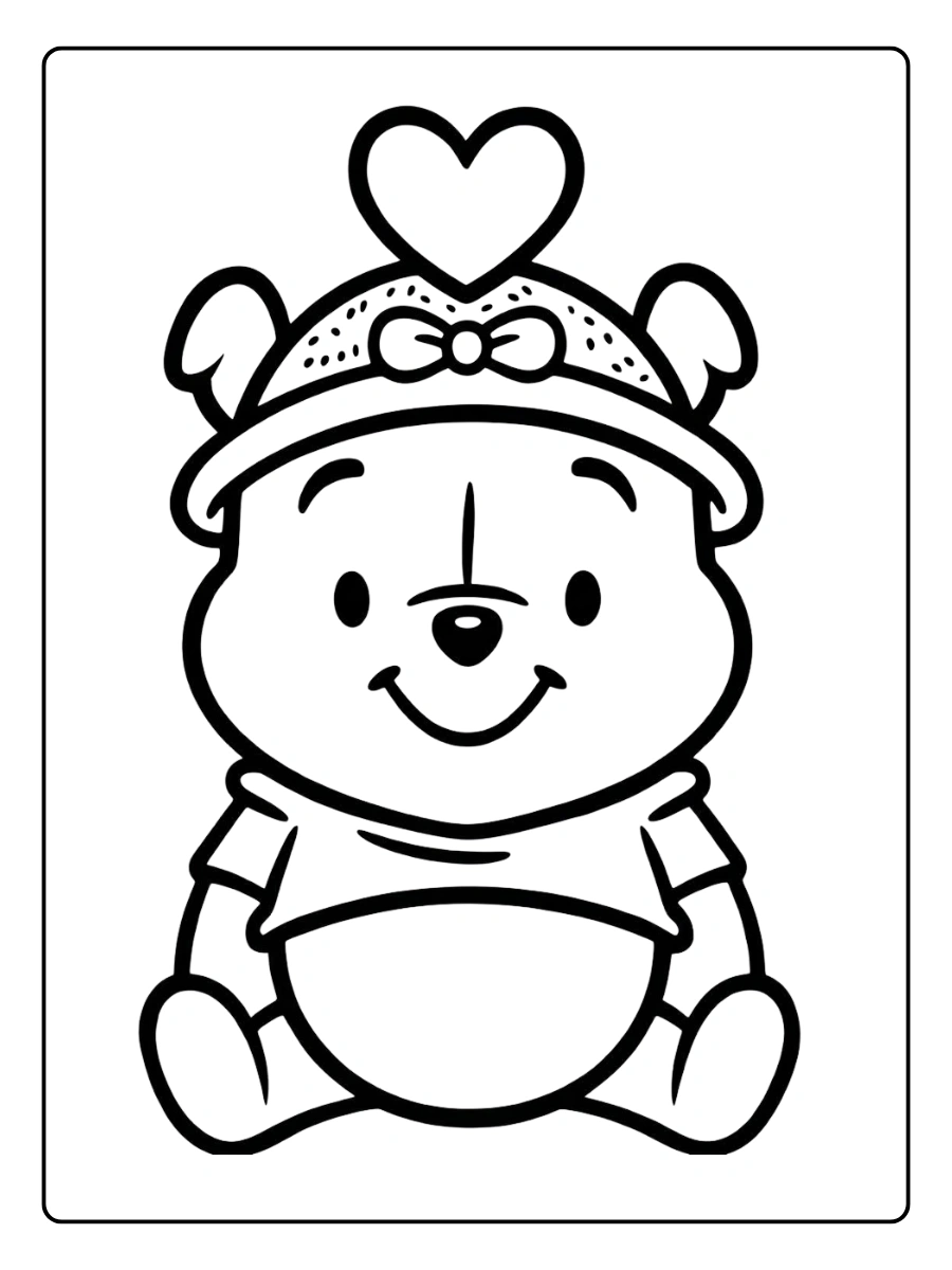 the Pooh Valentine Coloring Pages – Cute Pooh Valentine