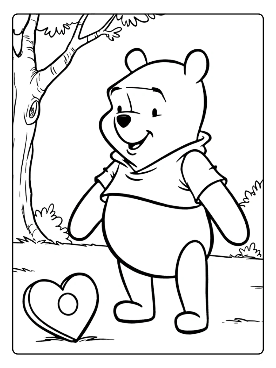the Pooh Valentine Coloring Pages – Pooh Love Theme