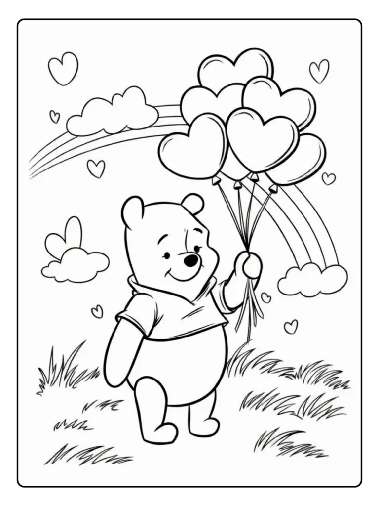 the Pooh Valentine Coloring Pages – Pooh and Eeyore Love