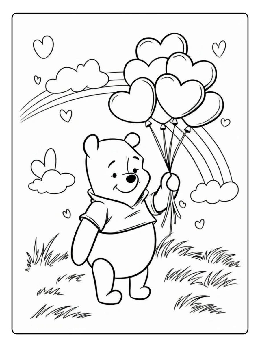 the Pooh Valentine Coloring Pages – Pooh and Eeyore Love