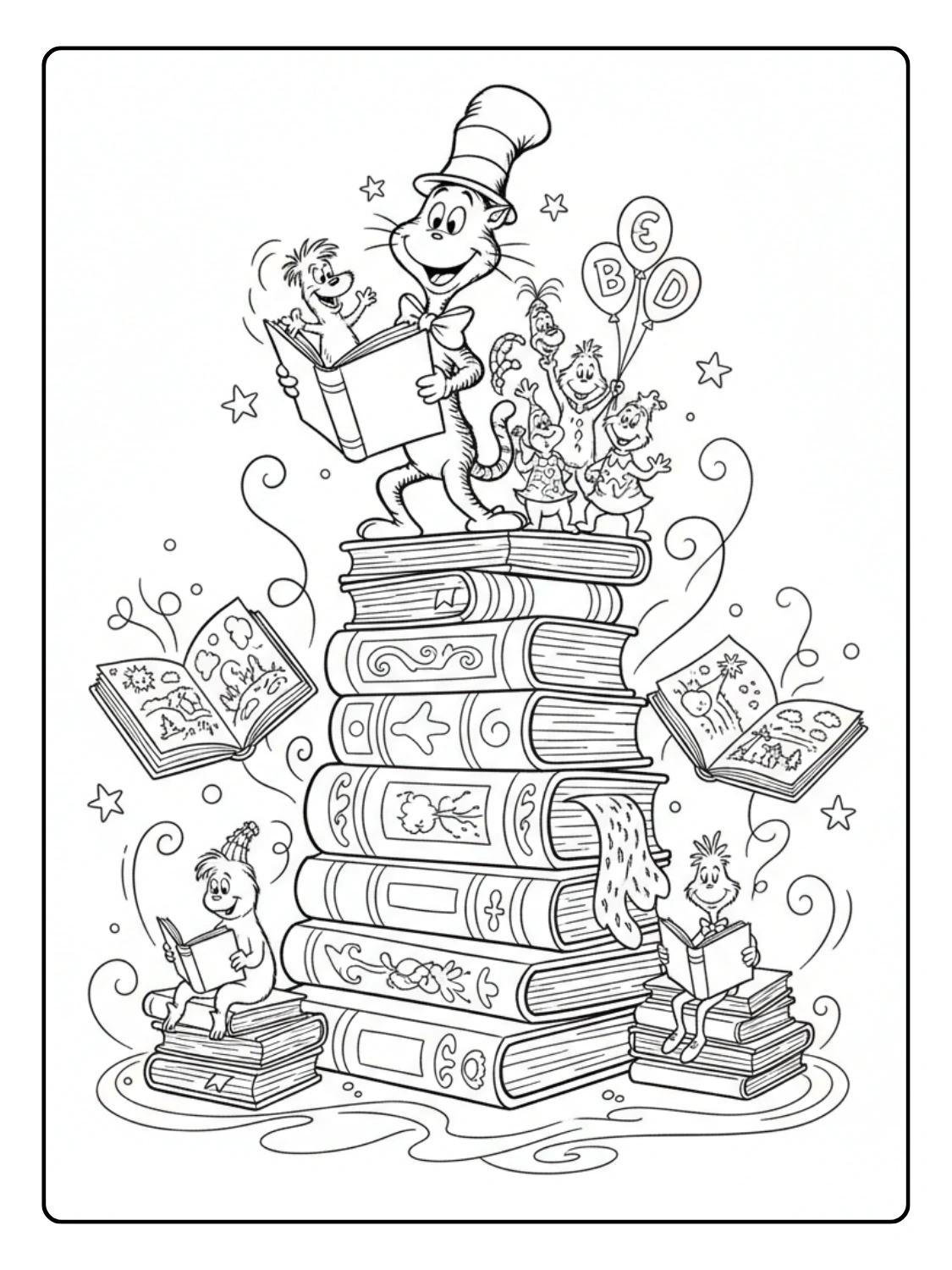 Happy Birthday Dr Seuss Coloring Pages Book Lovers