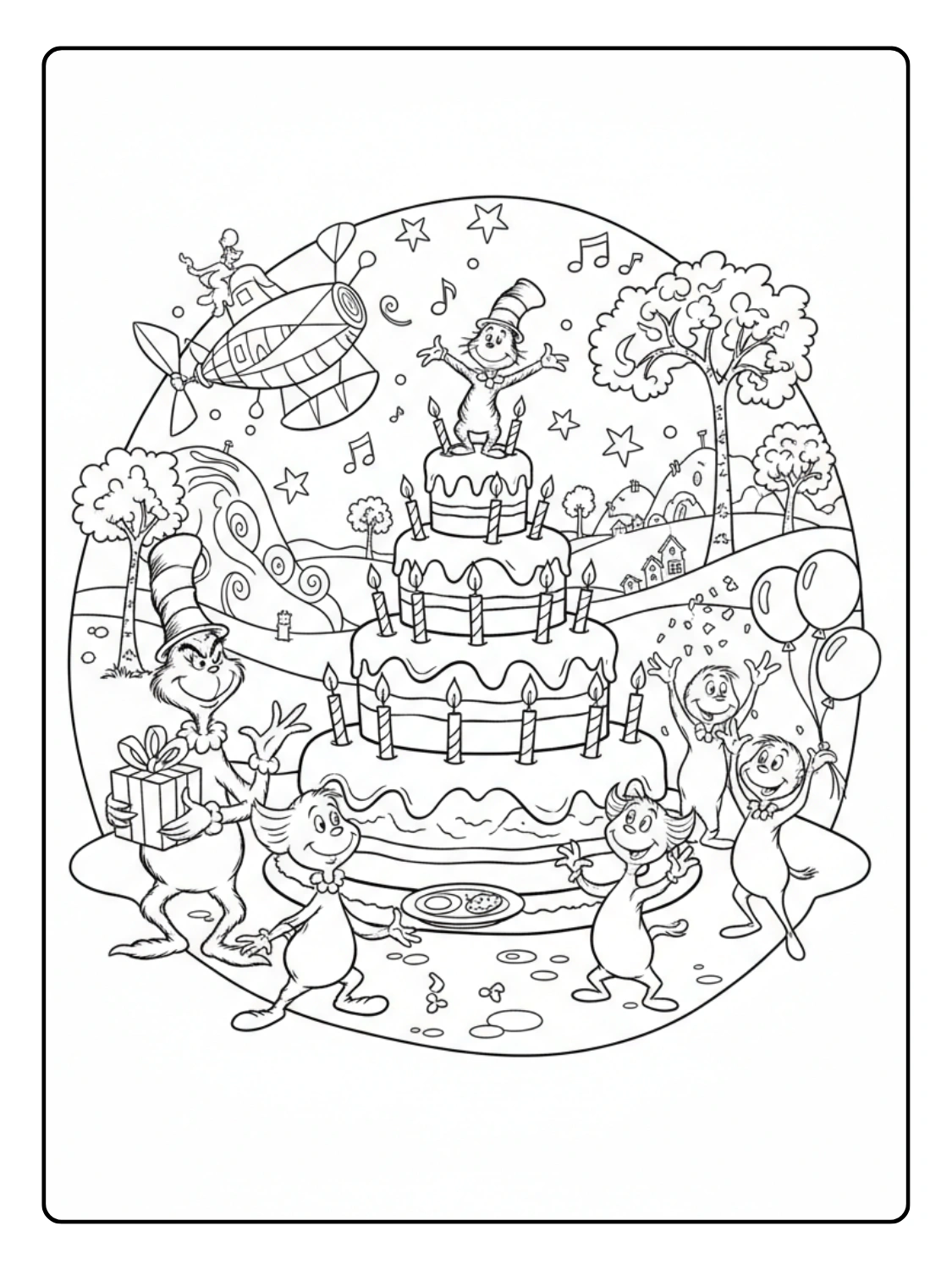 Happy Birthday Dr Seuss Coloring Pages Celebration Pack