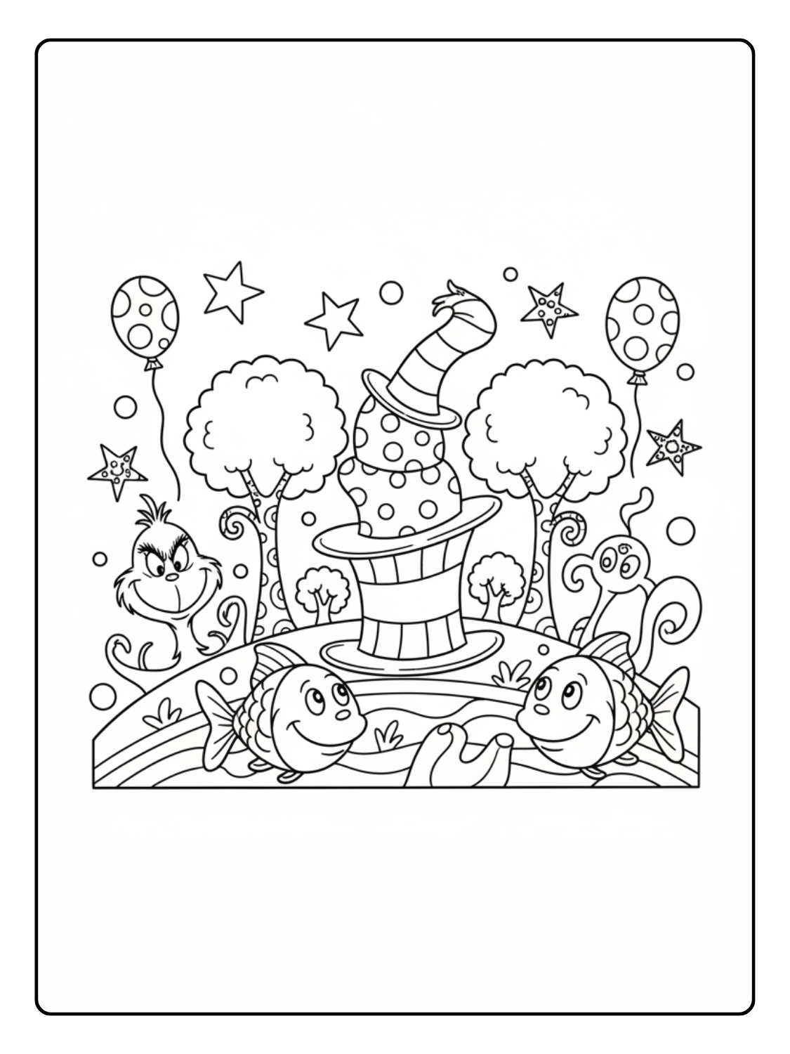 Happy Birthday Dr Seuss Coloring Pages Easy Designs